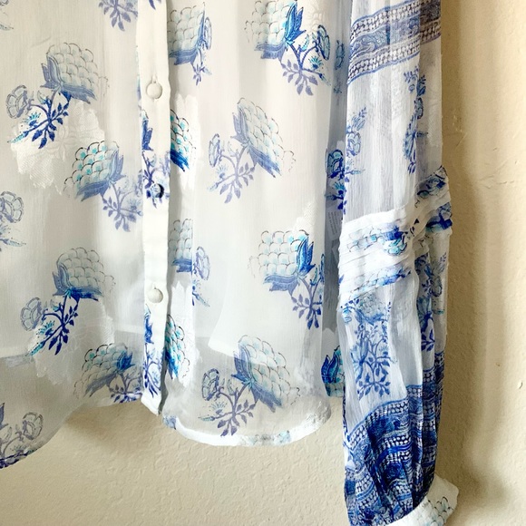 HEMANT AND NANDITA Blue/White Boho Top With Camisole Size Large $275 - Picture 10 of 16